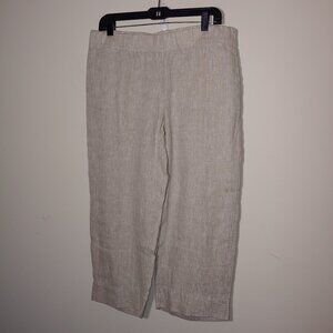 J.Jill Pull On Linen Wide Capri Pants Size MP Sand Cream